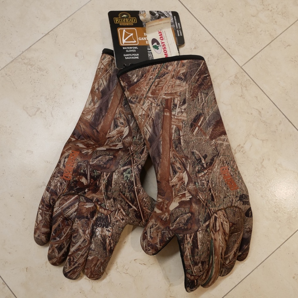 RedHead Mens Mossy Oak Water Fowl Decoy Neoprene Gloves NWT~